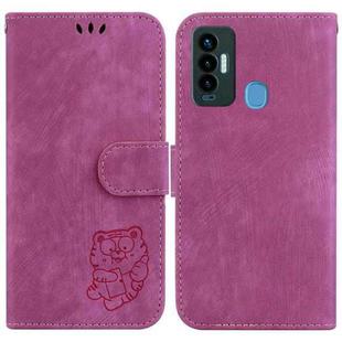 For Tecno Camon 18i Little Tiger Embossed Leather Phone Case(Rose Red)