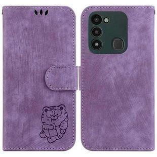 For Tecno Spark Go 2022 / 8C Little Tiger Embossed Leather Phone Case(Purple)