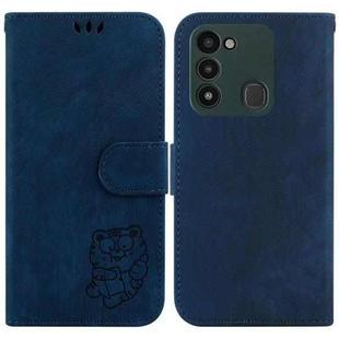 For Tecno Spark Go 2022 / 8C Little Tiger Embossed Leather Phone Case(Dark Blue)