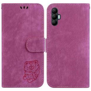 For Tecno Spark 8 Pro Little Tiger Embossed Leather Phone Case(Rose Red)