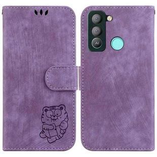 For Tecno Pop 5 LTE BD4 Little Tiger Embossed Leather Phone Case(Purple)