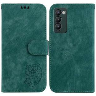 For Tecno Camon 18 / 18P Little Tiger Embossed Leather Phone Case(Green)