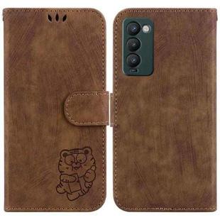 For Tecno Camon 18 / 18P Little Tiger Embossed Leather Phone Case(Brown)