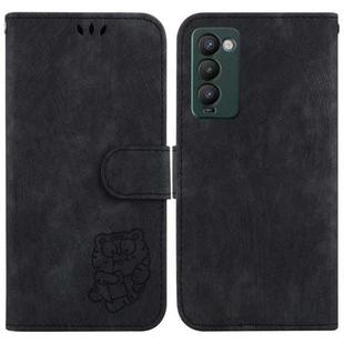 For Tecno Camon 18 / 18P Little Tiger Embossed Leather Phone Case(Black)