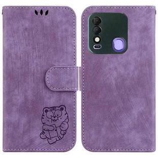 For Tecno Spark 8 / 8T Little Tiger Embossed Leather Phone Case(Purple)
