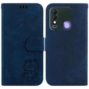 For Tecno Spark 8 / 8T Little Tiger Embossed Leather Phone Case(Dark Blue)