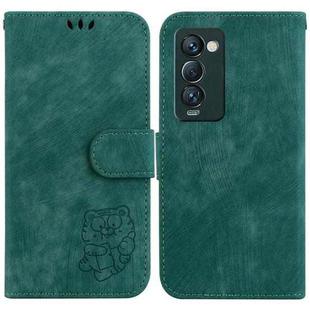 For Tecno Camon 18 Premier Little Tiger Embossed Leather Phone Case(Green)