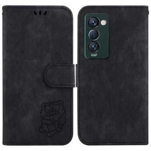 For Tecno Camon 18 Premier Little Tiger Embossed Leather Phone Case(Black)