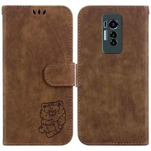 For Tecno Phantom X Little Tiger Embossed Leather Phone Case(Brown)