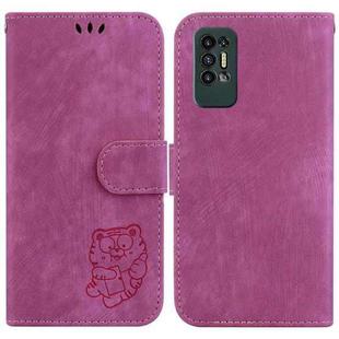 For Tecno Pova 2 Little Tiger Embossed Leather Phone Case(Rose Red)