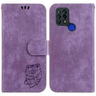 For Tecno Pova 4G / LD7 Little Tiger Embossed Leather Phone Case(Purple)