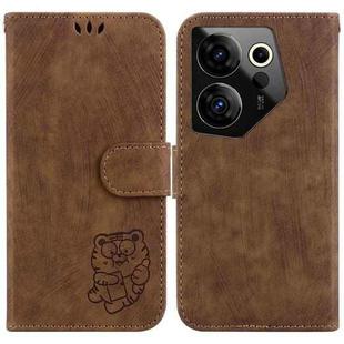 For Tecno Camon 20 Premier 5G Little Tiger Embossed Leather Phone Case(Brown)