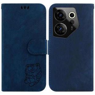 For Tecno Camon 20 Premier 5G Little Tiger Embossed Leather Phone Case(Dark Blue)
