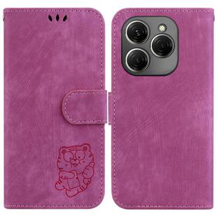 For Tecno Spark 20 Pro Little Tiger Embossed Leather Phone Case(Rose Red)