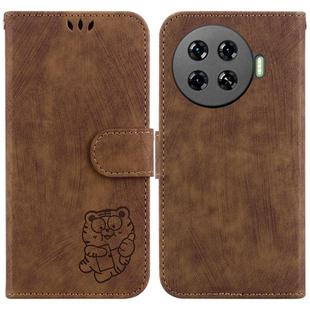 For Tecno Spark 20 Pro+ 4G Little Tiger Embossed Leather Phone Case(Brown)