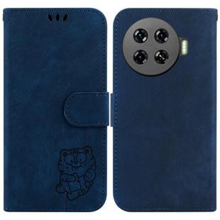 For Tecno Spark 20 Pro+ 4G Little Tiger Embossed Leather Phone Case(Dark Blue)