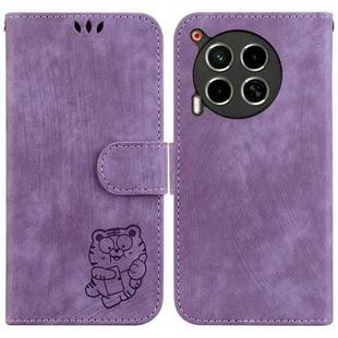 For Tecno Camon 30 4G / 5G Little Tiger Embossed Leather Phone Case(Purple)