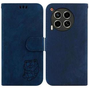 For Tecno Camon 30 4G / 5G Little Tiger Embossed Leather Phone Case(Dark Blue)