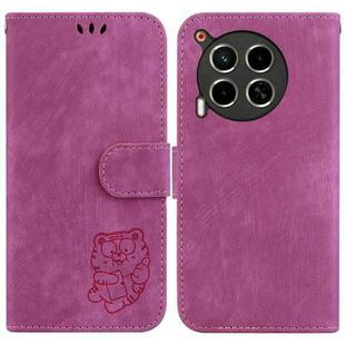 For Tecno Camon 30 4G / 5G Little Tiger Embossed Leather Phone Case(Rose Red)