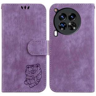 For Tecno Camon 30 Premier 5G Little Tiger Embossed Leather Phone Case(Purple)