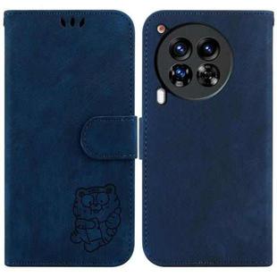 For Tecno Camon 30 Premier 5G Little Tiger Embossed Leather Phone Case(Dark Blue)