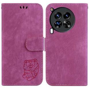 For Tecno Camon 30 Premier 5G Little Tiger Embossed Leather Phone Case(Rose Red)