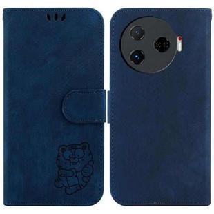 For Tecno Camon 30 Pro Little Tiger Embossed Leather Phone Case(Dark Blue)