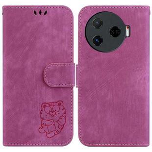 For Tecno Camon 30 Pro Little Tiger Embossed Leather Phone Case(Rose Red)