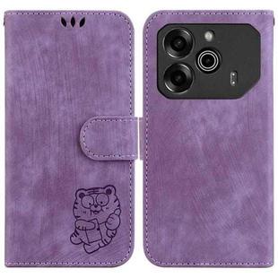 For Tecno Pova 6 / Pova 6 Pro Little Tiger Embossed Leather Phone Case(Purple)