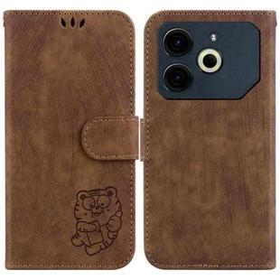 For Tecno Pova 6 Neo Little Tiger Embossed Leather Phone Case(Brown)