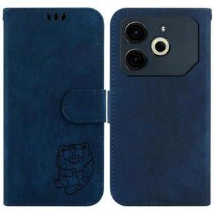 For Tecno Pova 6 Neo Little Tiger Embossed Leather Phone Case(Dark Blue)