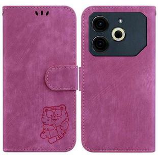 For Tecno Pova 6 Neo Little Tiger Embossed Leather Phone Case(Rose Red)