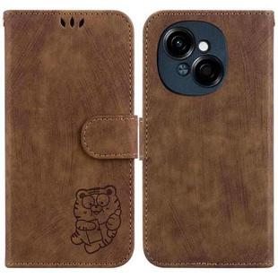 For Tecno Spark Go 1 / Pop 9 Pro Little Tiger Embossed Leather Phone Case(Brown)