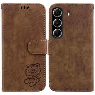 For Tecno Camon 40 Little Tiger Embossed Leather Phone Case(Brown)