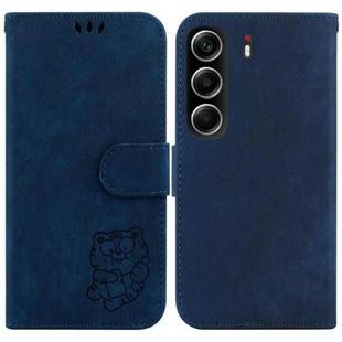 For Tecno Camon 40 Little Tiger Embossed Leather Phone Case(Dark Blue)