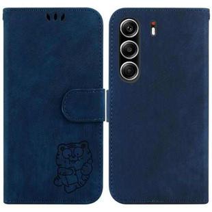 For Tecno Camon 40 Pro 4G Little Tiger Embossed Leather Phone Case(Dark Blue)