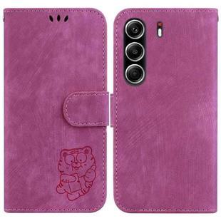 For Tecno Camon 40 Pro 4G Little Tiger Embossed Leather Phone Case(Rose Red)