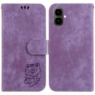 For Tecno Pop 10 / Spark Go 2 4G Little Tiger Embossed Leather Phone Case(Purple)