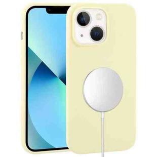 For iPhone 13 mini Liquid Silicone Full Coverage MagSafe Phone Case(Light Yellow)