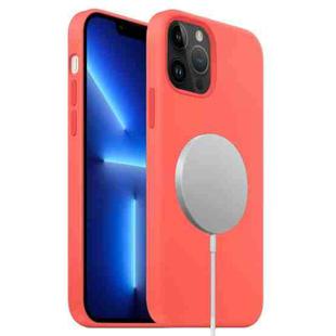 For iPhone 13 Pro MagSafe Liquid Silicone Full Coverage Phone Case(Pink Orange)