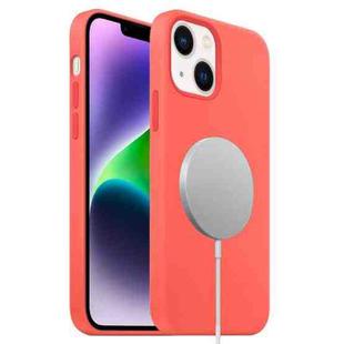For iPhone 14 Plus MagSafe Liquid Silicone Full Coverage Phone Case(Pink Orange)