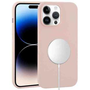 For iPhone 14 Pro Max Liquid Silicone Full Coverage MagSafe Phone Case(Pink Sand)