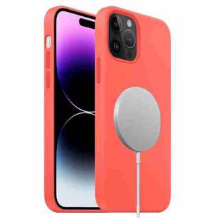 For iPhone 15 Pro Max MagSafe Liquid Silicone Full Coverage Phone Case(Pink Orange)