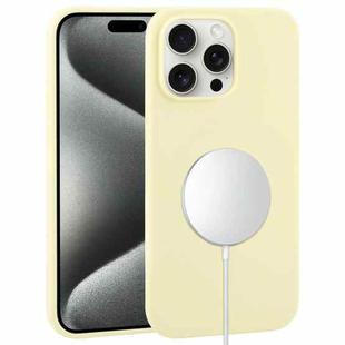 For iPhone 15 Pro Max Liquid Silicone Full Coverage MagSafe Phone Case(Light Yellow)