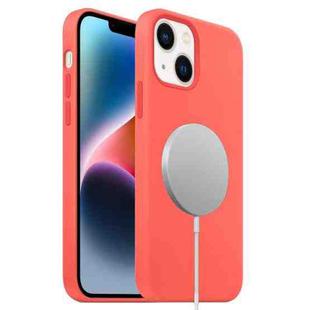 For iPhone 15 Plus Liquid Silicone Full Coverage MagSafe Phone Case(Pink Orange)