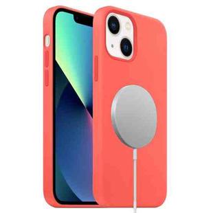 For iPhone 13 MagSafe Liquid Silicone Full Coverage Phone Case(Pink Orange)