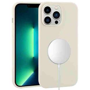 For iPhone 13 Pro Max Liquid Silicone Full Coverage MagSafe Phone Case(Antique White)