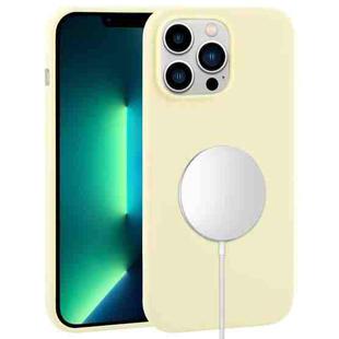 For iPhone 13 Pro Max Liquid Silicone Full Coverage MagSafe Phone Case(Light Yellow)