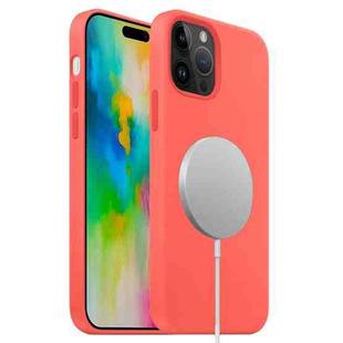 For iPhone 16 Pro Liquid Silicone Full Coverage MagSafe Phone Case(Pink Orange)