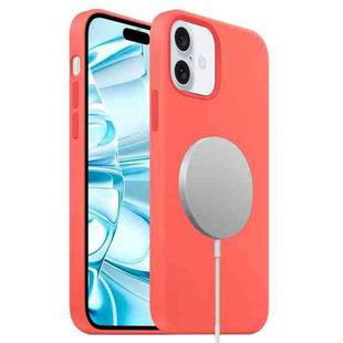 For iPhone 16 Plus Liquid Silicone Full Coverage MagSafe Phone Case(Pink Orange)